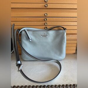 Kate Spade Light Blue Pebbled Leather Crossbody Bag